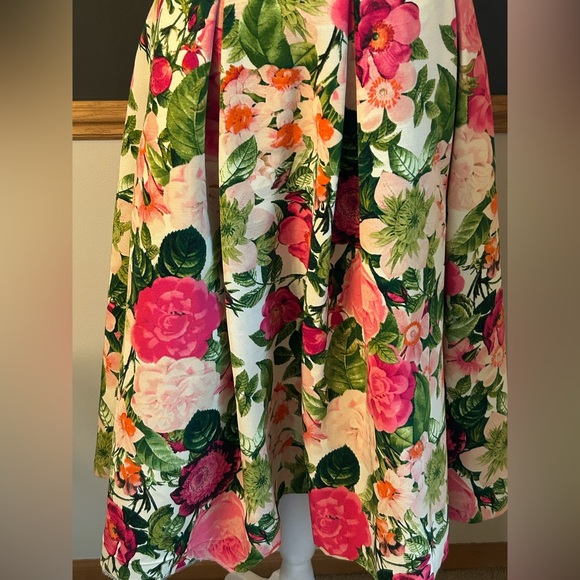 Eliza J Floral Print Faille Midi Skirt Size 8 - Picture 5 of 13
